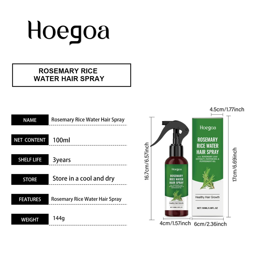 Rosemary and Rice Water Hair Growth Spray Man Strengthening Hair Root Peppermint Oil Serum for Hair Loss Treatment Hair Regrowth