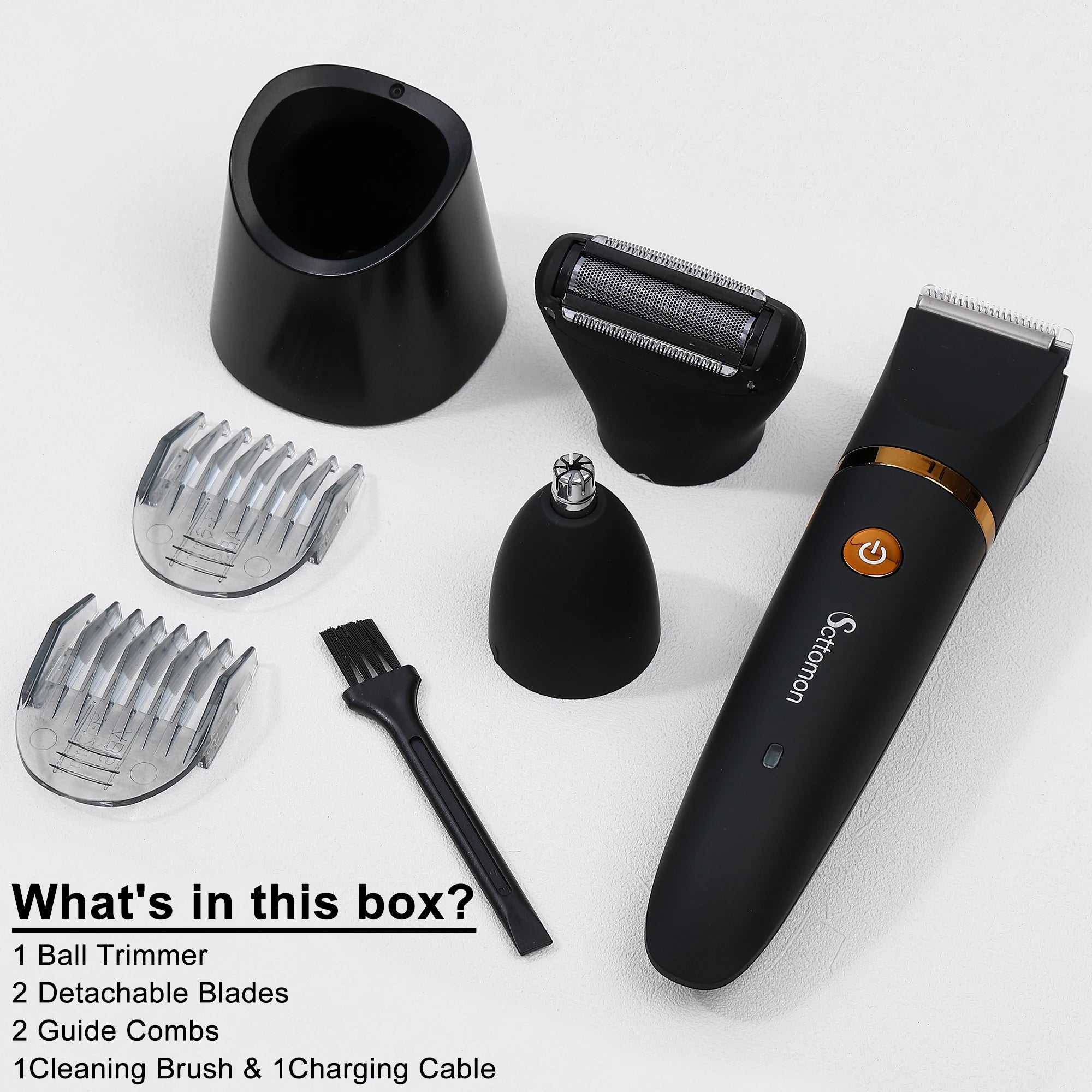 Scttomon 3-in-1 Electric Shaver for Men – Full Body Grooming Razor with Washable Design and Storage Stand