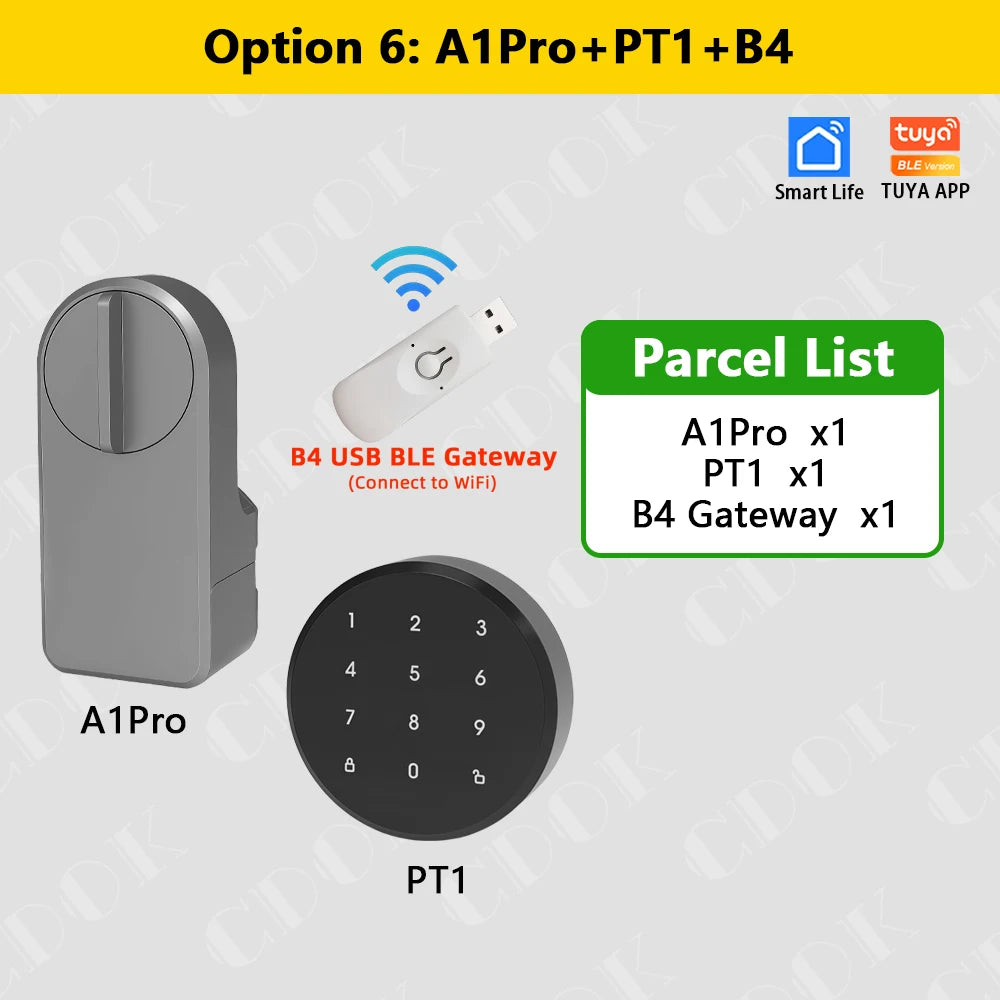 CDOK A1Pro Bluetooth Smart Door Lock Adapter with Tuya App Control and Keyless Access