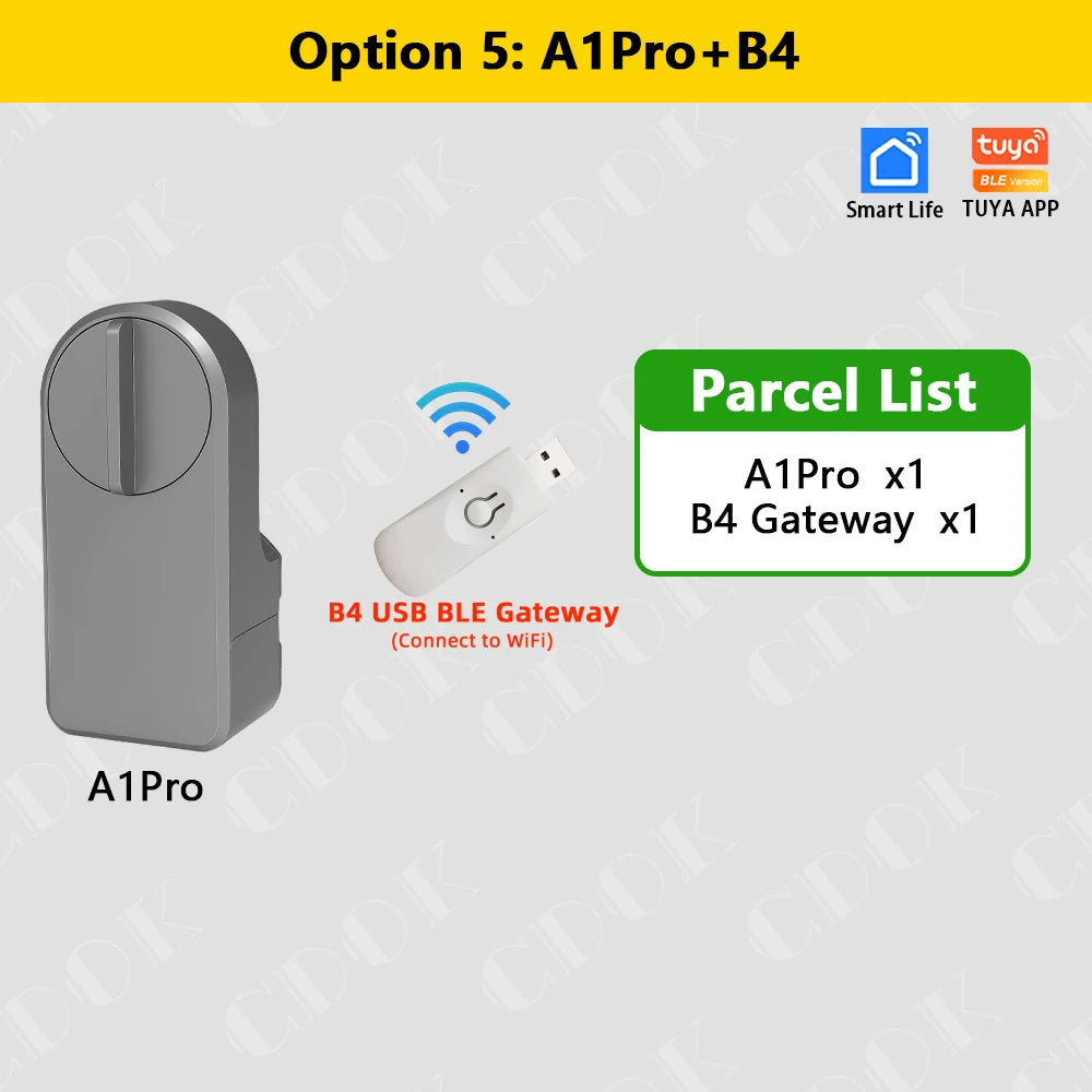 CDOK A1Pro Bluetooth Smart Door Lock Adapter with Tuya App Control and Keyless Access