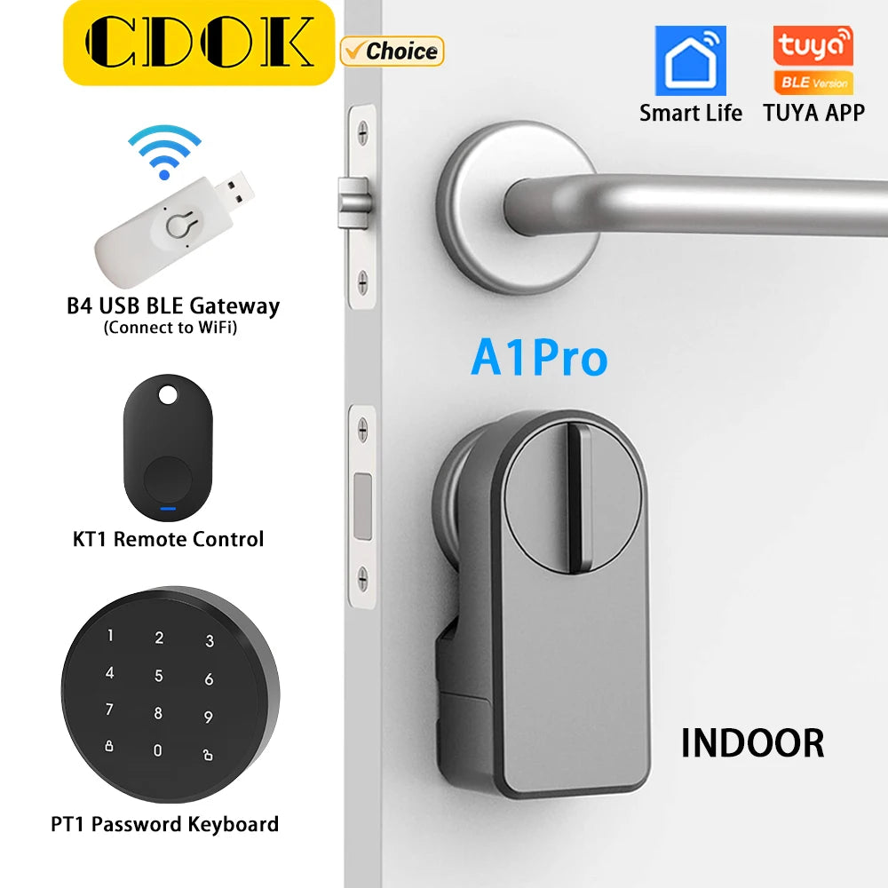 CDOK A1Pro Bluetooth Smart Door Lock Adapter with Tuya App Control and Keyless Access
