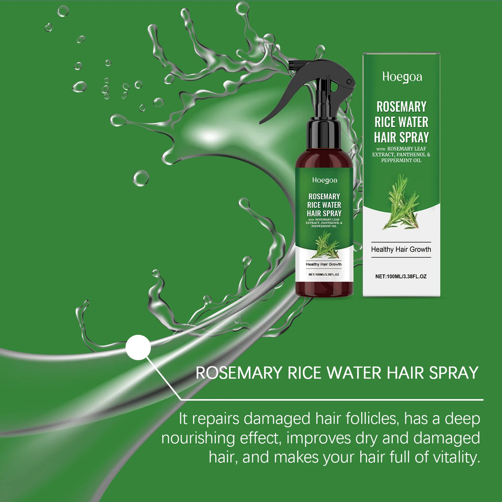 Rosemary and Rice Water Hair Growth Spray Man Strengthening Hair Root Peppermint Oil Serum for Hair Loss Treatment Hair Regrowth