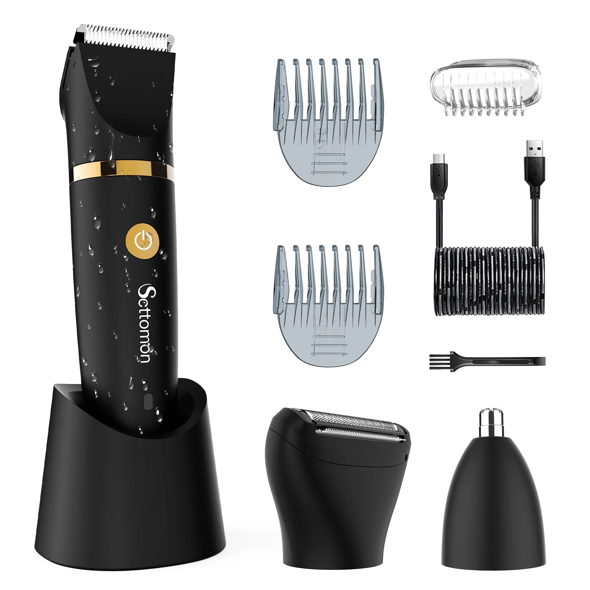 Scttomon 3-in-1 Electric Shaver for Men – Full Body Grooming Razor with Washable Design and Storage Stand