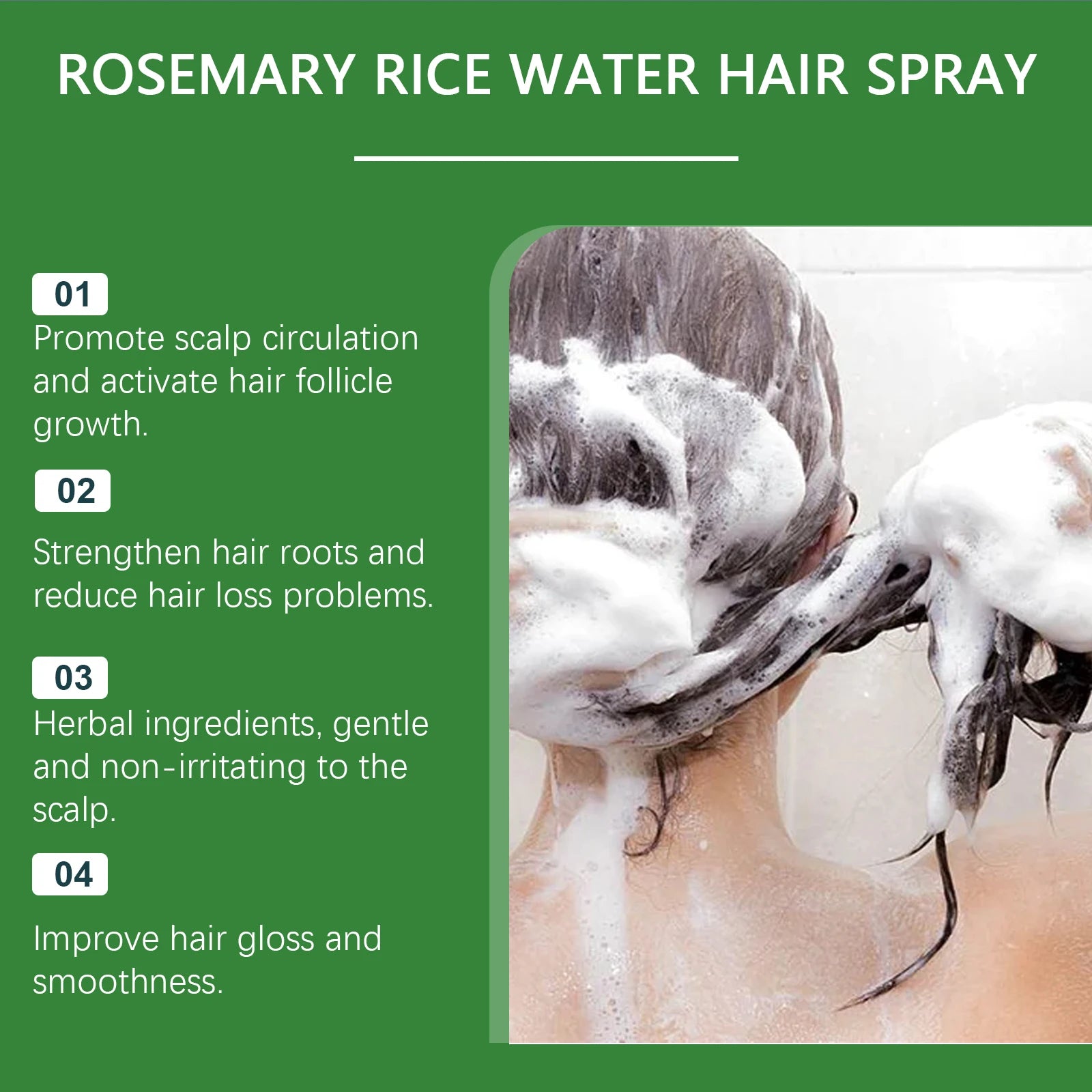 Rosemary and Rice Water Hair Growth Spray Man Strengthening Hair Root Peppermint Oil Serum for Hair Loss Treatment Hair Regrowth