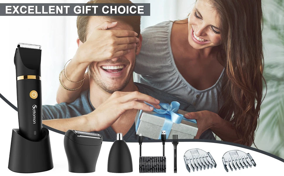 Scttomon 3-in-1 Electric Shaver for Men – Full Body Grooming Razor with Washable Design and Storage Stand