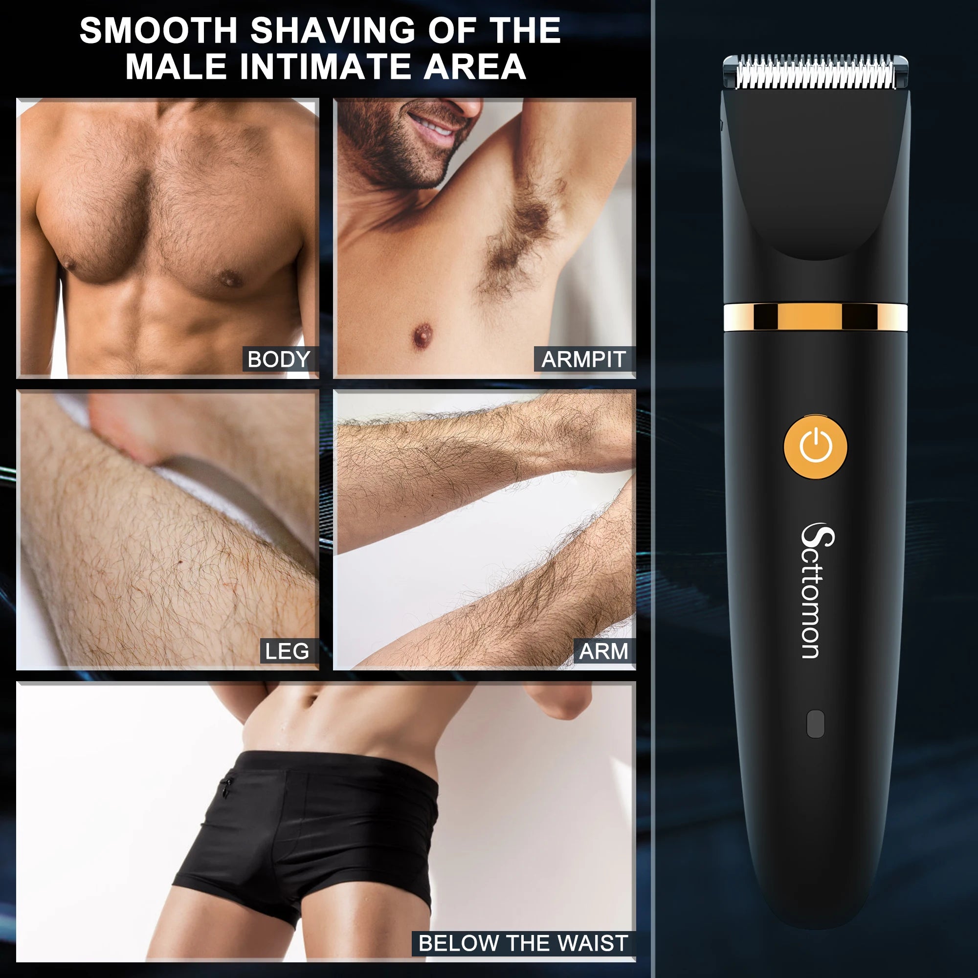 Scttomon 3-in-1 Electric Shaver for Men – Full Body Grooming Razor with Washable Design and Storage Stand