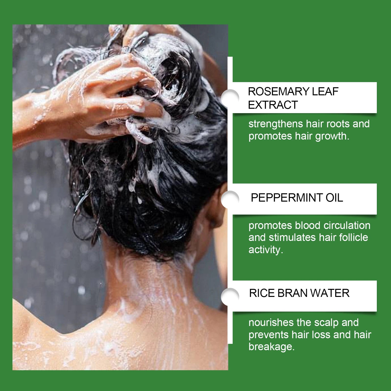 Rosemary and Rice Water Hair Growth Spray Man Strengthening Hair Root Peppermint Oil Serum for Hair Loss Treatment Hair Regrowth
