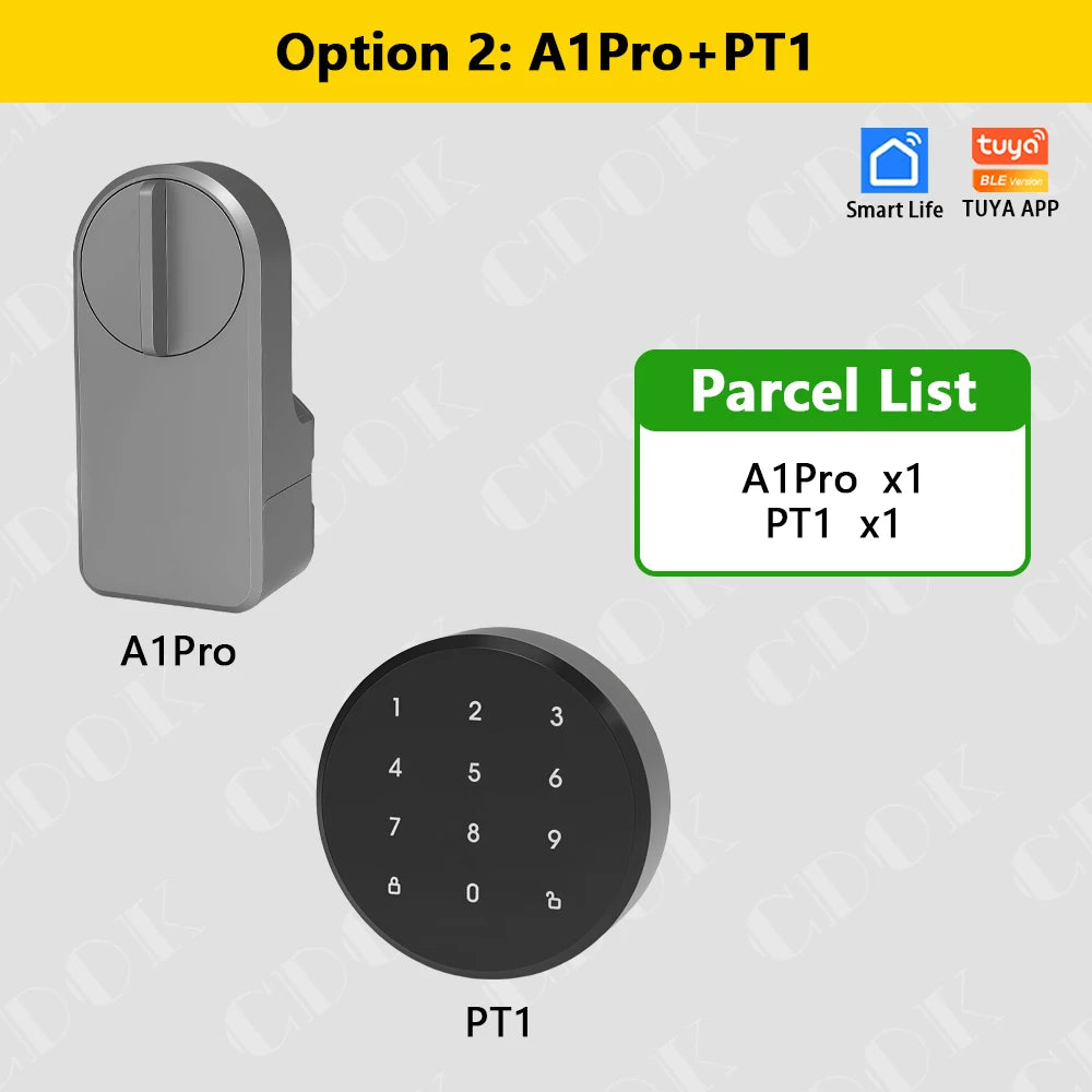 CDOK A1Pro Bluetooth Smart Door Lock Adapter with Tuya App Control and Keyless Access