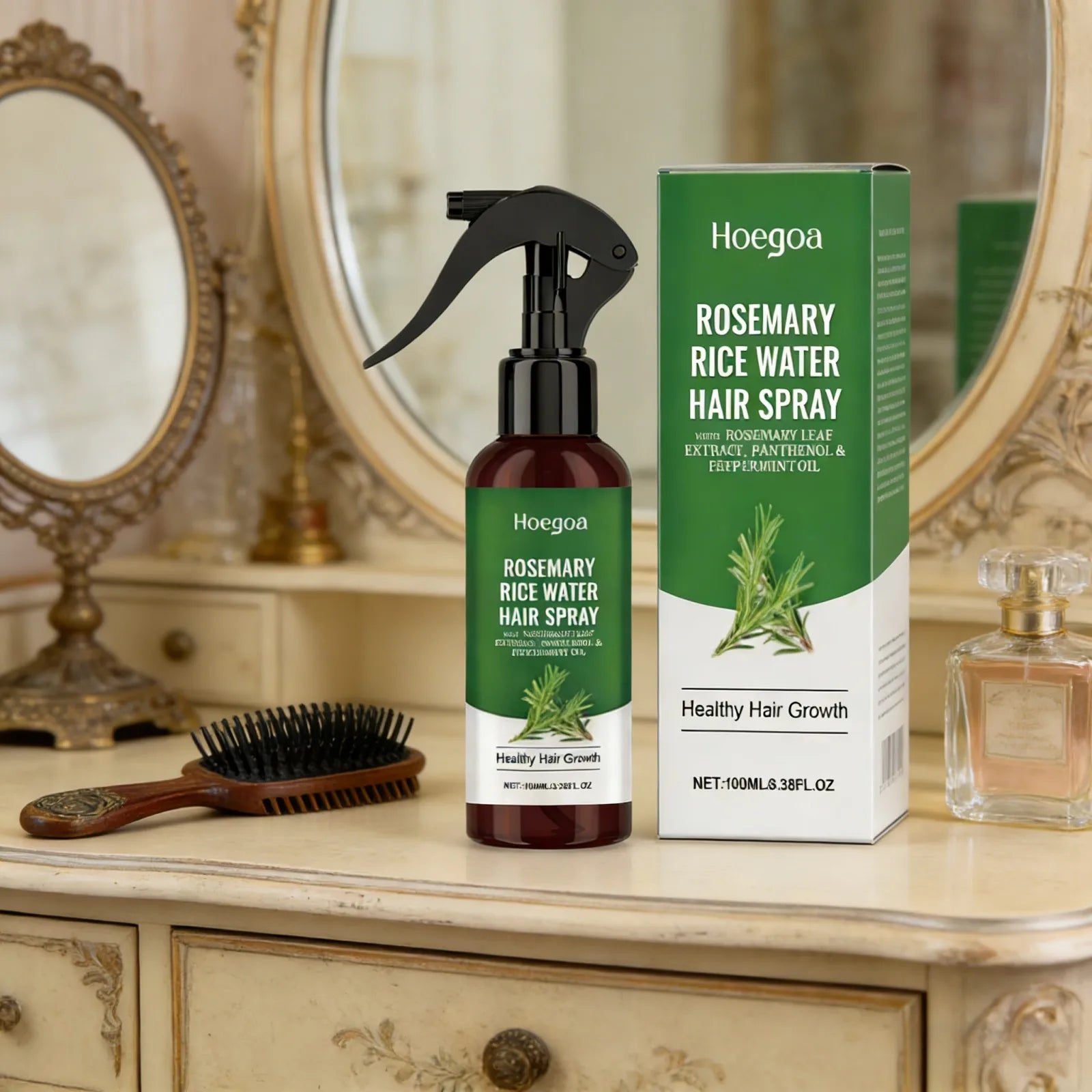 Rosemary and Rice Water Hair Growth Spray Man Strengthening Hair Root Peppermint Oil Serum for Hair Loss Treatment Hair Regrowth