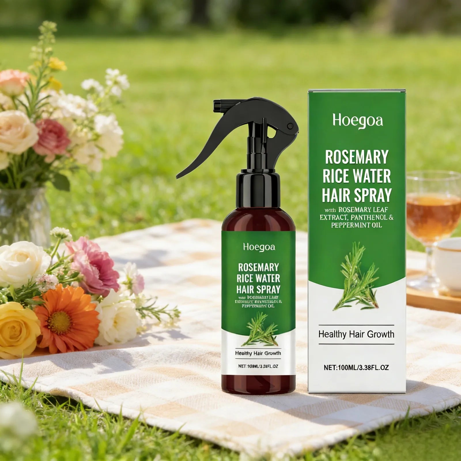 Rosemary and Rice Water Hair Growth Spray Man Strengthening Hair Root Peppermint Oil Serum for Hair Loss Treatment Hair Regrowth