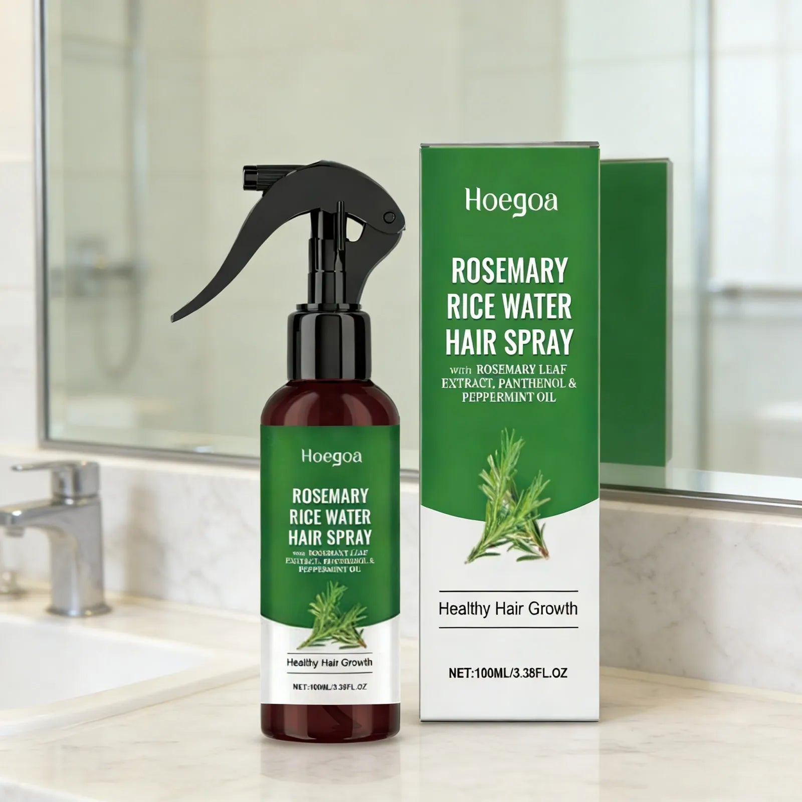 Rosemary and Rice Water Hair Growth Spray Man Strengthening Hair Root Peppermint Oil Serum for Hair Loss Treatment Hair Regrowth