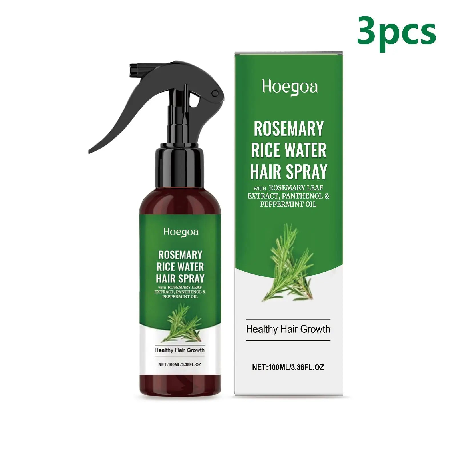 Rosemary and Rice Water Hair Growth Spray Man Strengthening Hair Root Peppermint Oil Serum for Hair Loss Treatment Hair Regrowth
