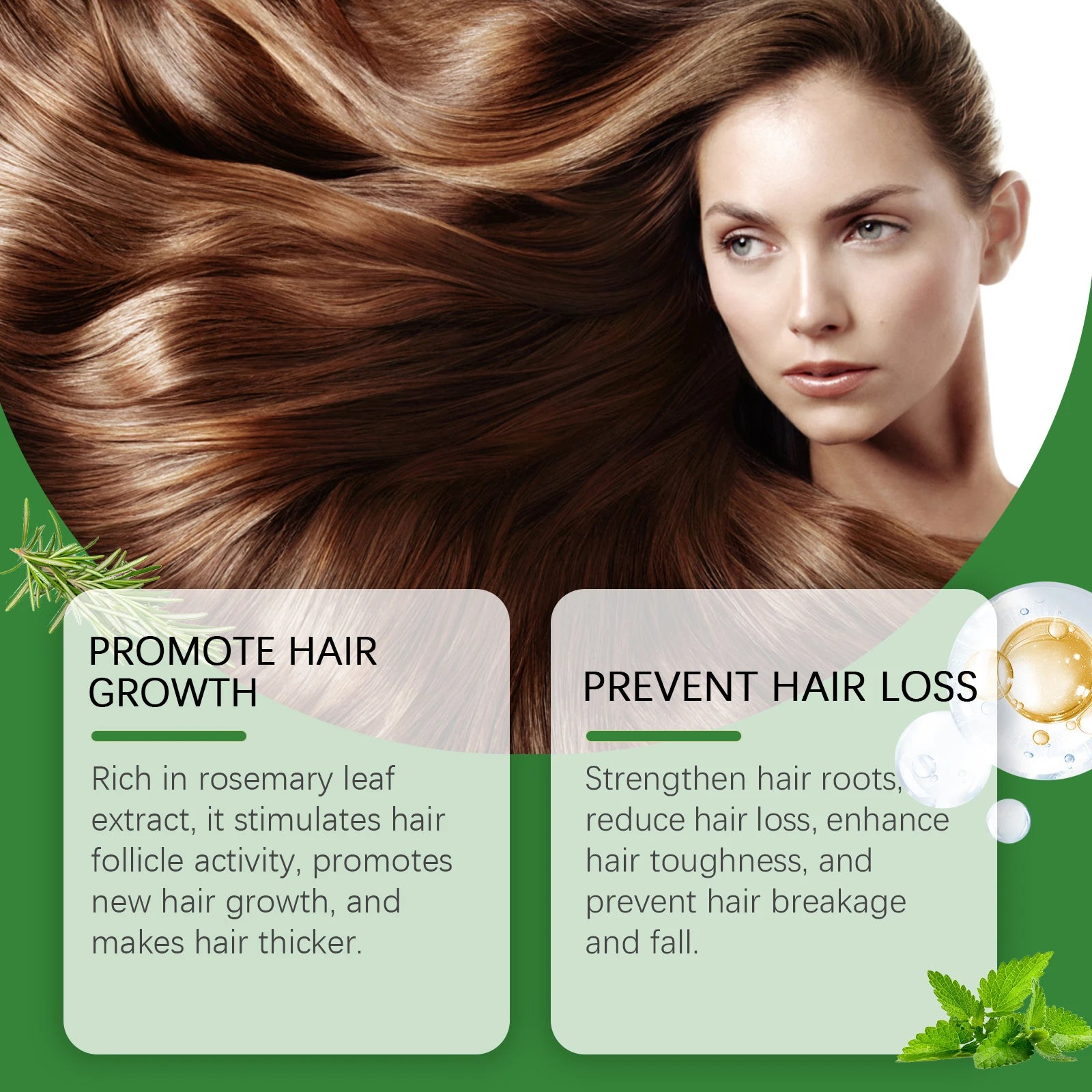 Rosemary and Rice Water Hair Growth Spray Man Strengthening Hair Root Peppermint Oil Serum for Hair Loss Treatment Hair Regrowth